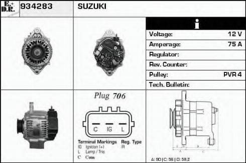 EDR 934283 - Генератор www.autospares.lv