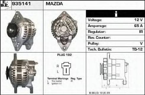 EDR 935141 - Alternator www.autospares.lv