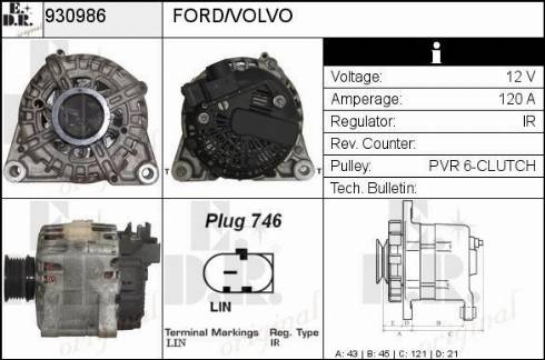 EDR 930986 - Alternator www.autospares.lv