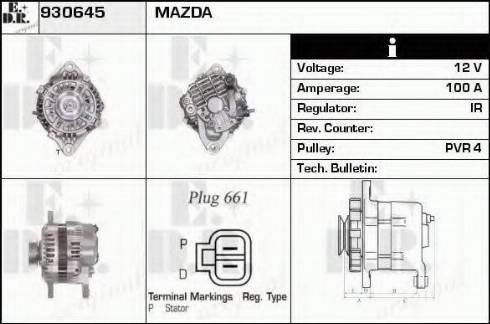 EDR 930645 - Alternator www.autospares.lv