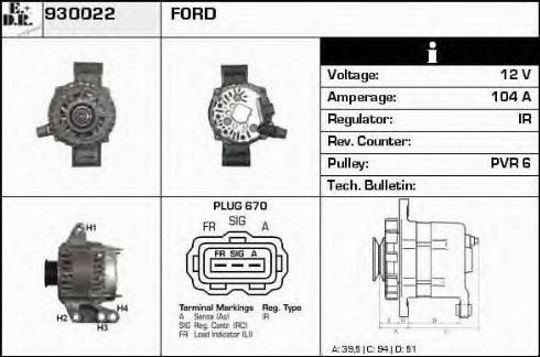 EDR 930022 - Alternator www.autospares.lv