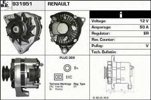 EDR 931951 - Генератор www.autospares.lv