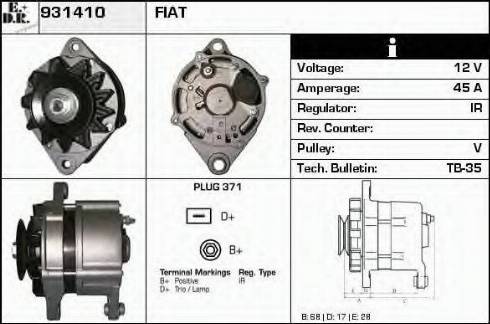 EDR 931410 - Alternator www.autospares.lv