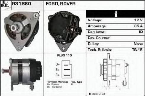 EDR 931680 - Ģenerators www.autospares.lv