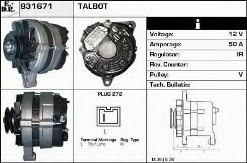 EDR 931671 - Ģenerators www.autospares.lv