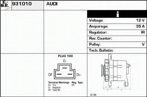 EDR 931010 - Alternator www.autospares.lv