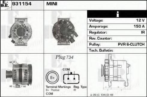 EDR 931154 - Alternator www.autospares.lv