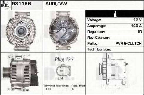 EDR 931186 - Alternator www.autospares.lv