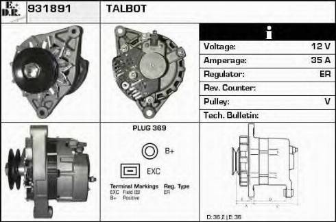 EDR 931891 - Alternator www.autospares.lv