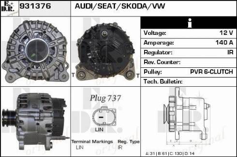 EDR 931376 - Ģenerators www.autospares.lv