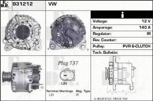 EDR 931212 - Alternator www.autospares.lv