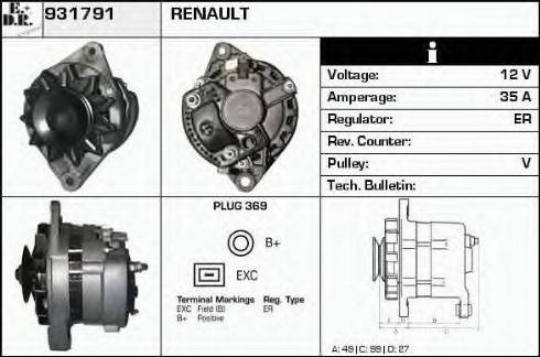 EDR 931791 - Alternator www.autospares.lv