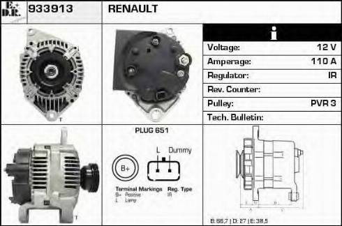 EDR 933913 - Alternator www.autospares.lv