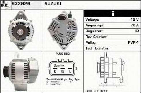 EDR 933926 - Alternator www.autospares.lv