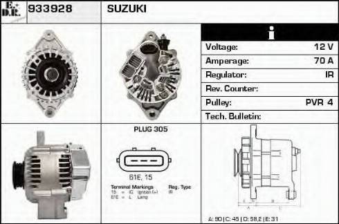 EDR 933928 - Генератор www.autospares.lv