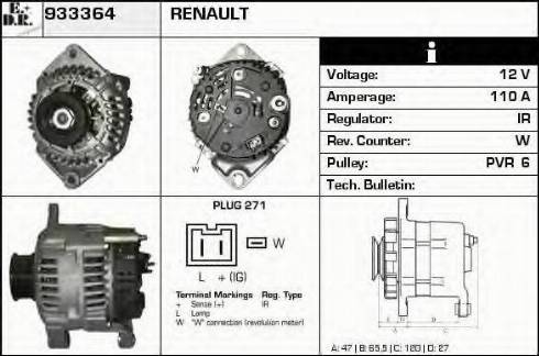 EDR 933364 - Alternator www.autospares.lv