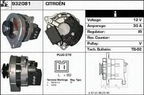 EDR 932081 - Alternator www.autospares.lv