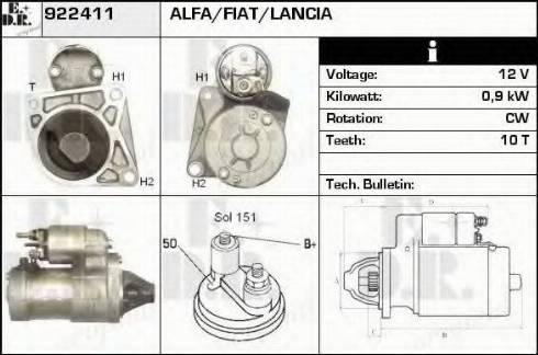 EDR 922411 - Starteris www.autospares.lv