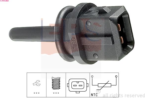 EPS 1.994.003 - Sensor, intake air temperature www.autospares.lv