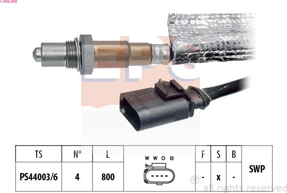 EPS 1.998.499 - Lambda zonde www.autospares.lv