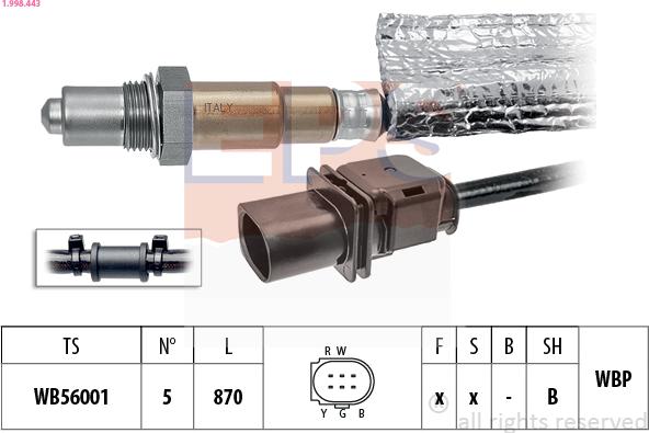 EPS 1.998.443 - Лямбда-зонд, датчик кислорода www.autospares.lv