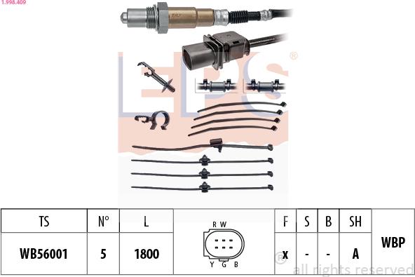 EPS 1.998.409 - Лямбда-зонд, датчик кислорода www.autospares.lv