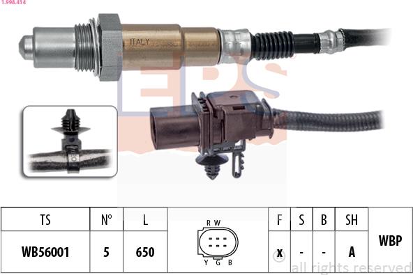 EPS 1.998.414 - Лямбда-зонд, датчик кислорода www.autospares.lv