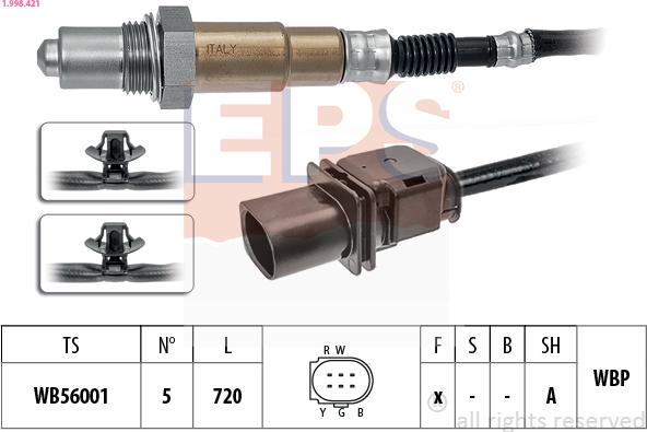 EPS 1.998.421 - Лямбда-зонд, датчик кислорода www.autospares.lv