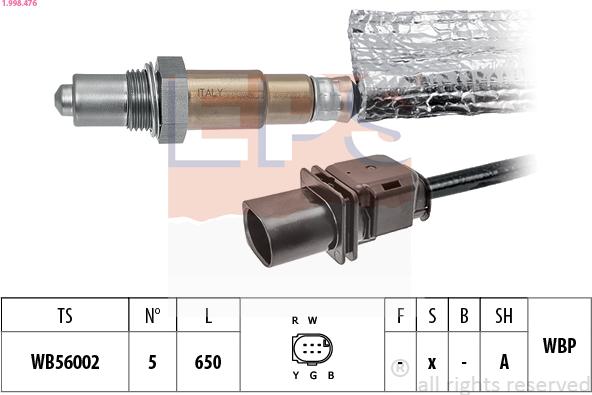 EPS 1.998.476 - Lambda Sensor www.autospares.lv