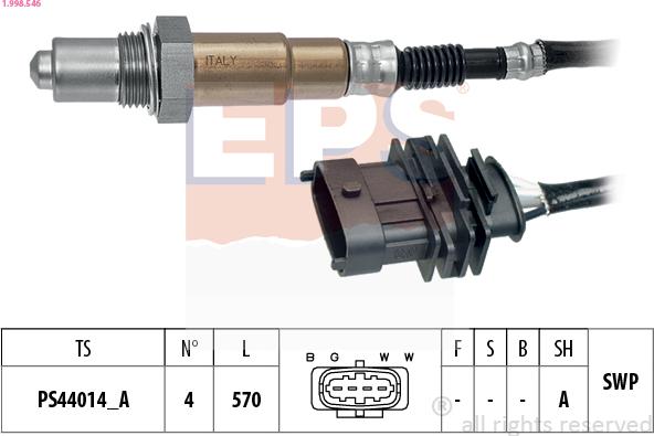 EPS 1.998.546 - Lambda zonde www.autospares.lv