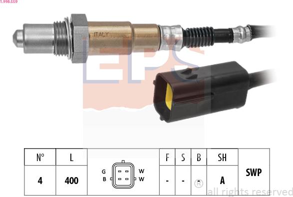 EPS 1.998.559 - Лямбда-зонд, датчик кислорода www.autospares.lv