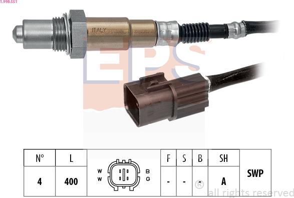 EPS 1.998.551 - Lambda zonde www.autospares.lv