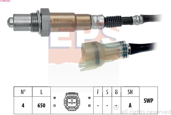 EPS 1.998.563 - Lambda Sensor www.autospares.lv