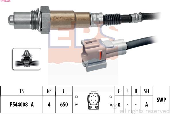 EPS 1.998.505 - Лямбда-зонд, датчик кислорода www.autospares.lv