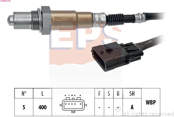 EPS 1.998.516 - Lambda zonde www.autospares.lv