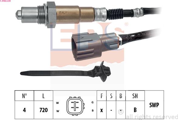 EPS 1.998.539 - Lambda zonde www.autospares.lv