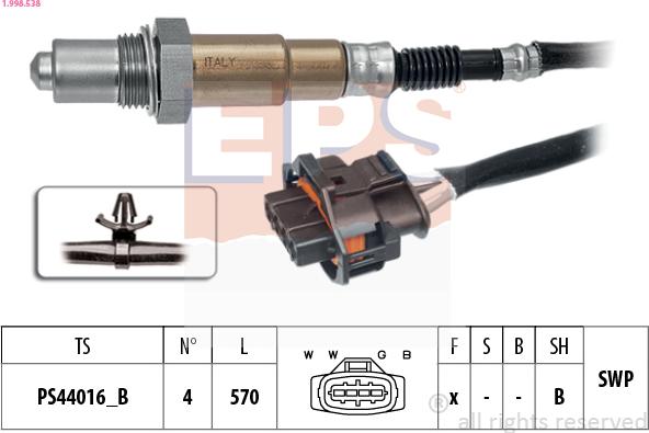 EPS 1.998.538 - Lambda zonde autospares.lv