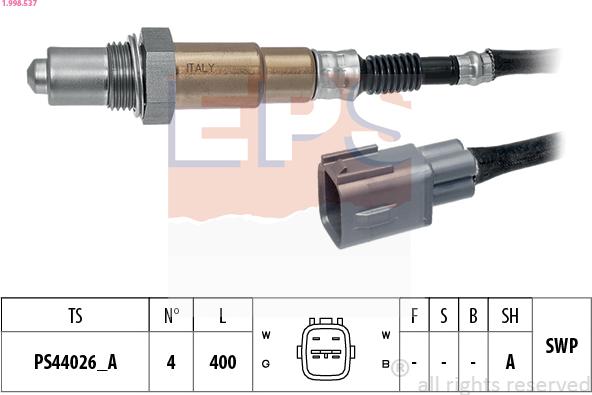 EPS 1.998.537 - Lambda zonde www.autospares.lv