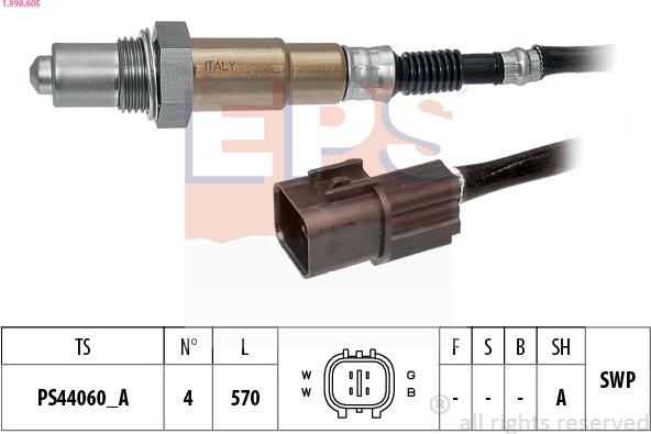 EPS 1.998.605 - Lambda Sensor www.autospares.lv