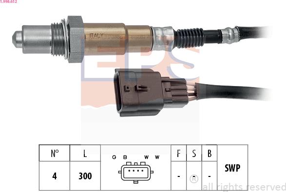 EPS 1.998.612 - Lambda zonde www.autospares.lv