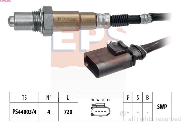 EPS 1.998.056 - Лямбда-зонд, датчик кислорода www.autospares.lv