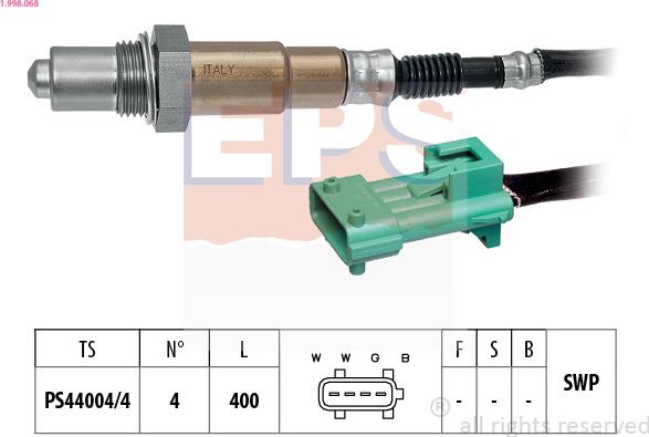 EPS 1.998.068 - Лямбда-зонд, датчик кислорода www.autospares.lv