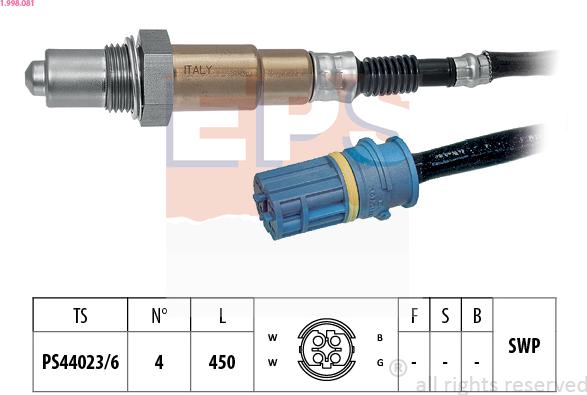 EPS 1.998.081 - Лямбда-зонд, датчик кислорода www.autospares.lv