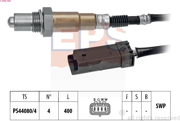 EPS 1.998.196 - Lambda zonde www.autospares.lv