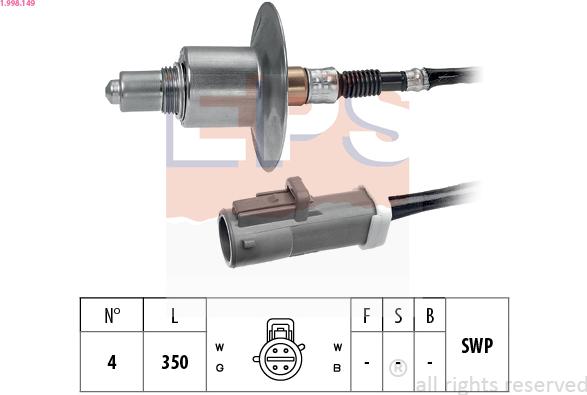 EPS 1.998.149 - Лямбда-зонд, датчик кислорода www.autospares.lv