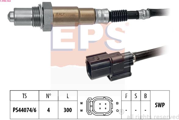 EPS 1.998.153 - Лямбда-зонд, датчик кислорода www.autospares.lv