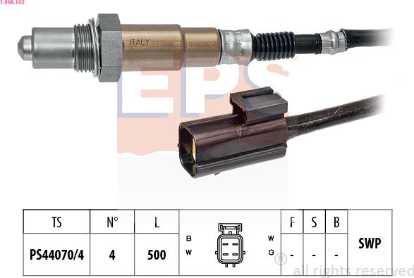 EPS 1.998.102 - Лямбда-зонд, датчик кислорода www.autospares.lv