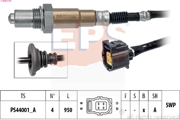 EPS 1.998.110 - Lambda Sensor www.autospares.lv