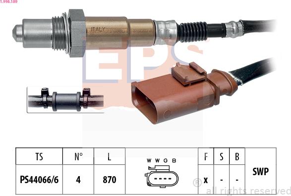 EPS 1.998.189 - Lambda zonde autospares.lv