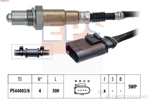 EPS 1.998.127 - Lambda zonde www.autospares.lv